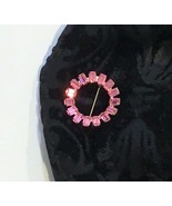Vintage Art deco pink crystal circular pin - Mothers Day gift - Vintage Jewelry  - $19.99