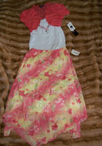 MY MICHELLE girls Pink White Floral 2pc top skirt set SZ L - £31.16 GBP