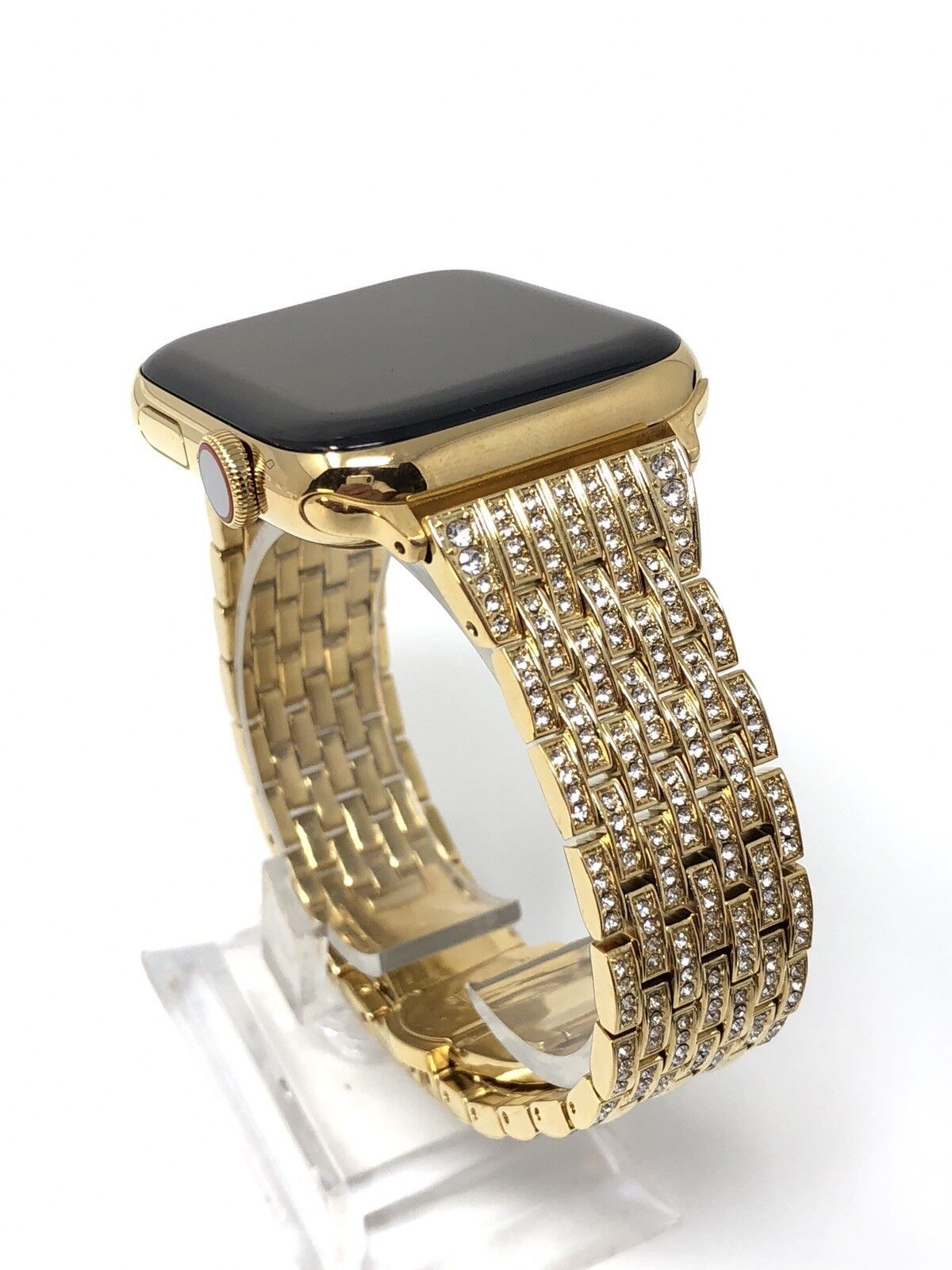 24K Gold Plated 45MM Apple Watch SERIES 8 Diamond Rhinestones Band GPS LTE O2 Item image 6