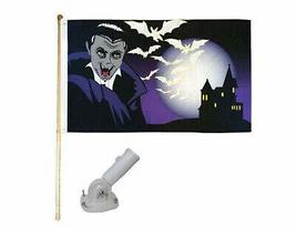5&#39; Wooden Flag Pole Kit W/Nylon White Bracket 3x5 Halloween Vampire Poly Flag - £19.94 GBP