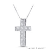 Latin Cross Cubic Zirconia Crystal Pave Pendant in 925 Sterling Silver w... - $818.43 MXN+