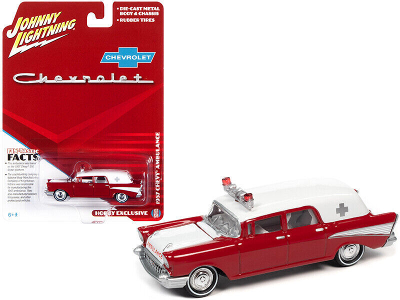 1957 Chevrolet Ambulance Kosmos Red White w White Interior 1/64 Diecast Car John - $24.62