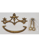 Antique Victorian Drop Pull Furniture Handle Ornate Solid Brass 3&quot; Hole ... - £7.81 GBP