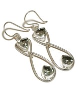 Green Amethyst Faceted Gemstone 925 Silver Overlay Handmade Dangle Drop ... - $13.66 CAD