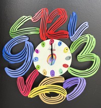 DAVID GERSTEIN Sculpture unique main &quot; Art Time Clock &quot; sculpture peinte à... - £302.84 GBP
