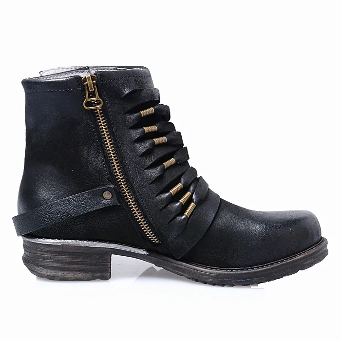 Western chaussure femme Shoes Woman Round Toe low heel Ankle Boots leather boy B - $152.10