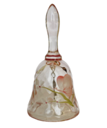 Fenton Pink Bell Hand painted Pink Butterfly with White Floral and Signed - $67.22 CAD