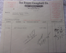 Vintage The Boyer Campbell Co Detroit MI Purchase Order 1925 - £6.26 GBP