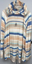NWT LuLaRoe 3XL Cream Peach Blue Brown Knit/Marshmallow Amber Hooded SWE... - $41.57