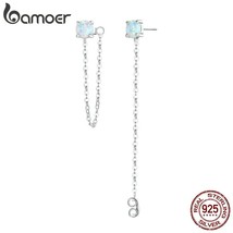 Ilver opal chain stud earrings women long tassel asymmetric earring bijoux fine jewelry thumb200