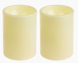 Giveu Flameless Set of 2 (D 3&quot; X 4&#39;&#39;) Battery Operated LED Pillar Plastic Flicke - £16.63 GBP