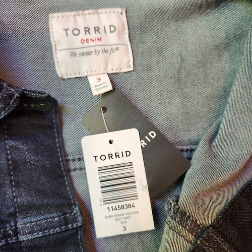 New Torrid Dark Wash Denim Jean Trucker Jacket Plus Size 3X Item image 5