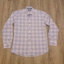 Carven Men&#39;s Button Up Shirt ~ Sz L ~ Blue, White, Pink Plaid ~ Long Sleeve - £16.27 GBP