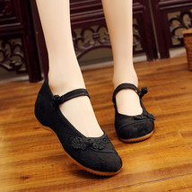 Veowalk Chinese Knot Women Cotton Fabric Embroidered Ballet Flats Retro Ladies C - £23.61 GBP