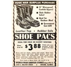 1947 World War Surplus Shoe Pacs Boots Advertisement Vintage WW2 Militar... - $28.01 CAD
