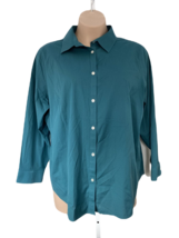 Talbots Women&#39;s Button Up Shirt ~ Sz 24W ~ Green ~ Long Sleeve  - $22.49