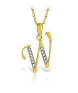 Initial &#39;W&#39; Pendant Diamond Necklace Galaxy Gold GG 14K Solid Yellow Gol... - $643.49