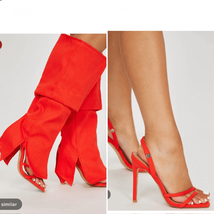 NWOT Fashion Nova Hoedown Made For Me Heeled Sandals Orange $45 6.5 - $25.92