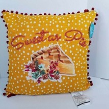 New Pioneer Woman Sweet As Pie Decorative 18&quot; Pillow Fall Thanksgiving Pom Pom - £11.66 GBP