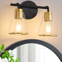 Bathroom Light Fixtures Over Mirror Black And Gold Vanity Light 2-Lights - $64.14