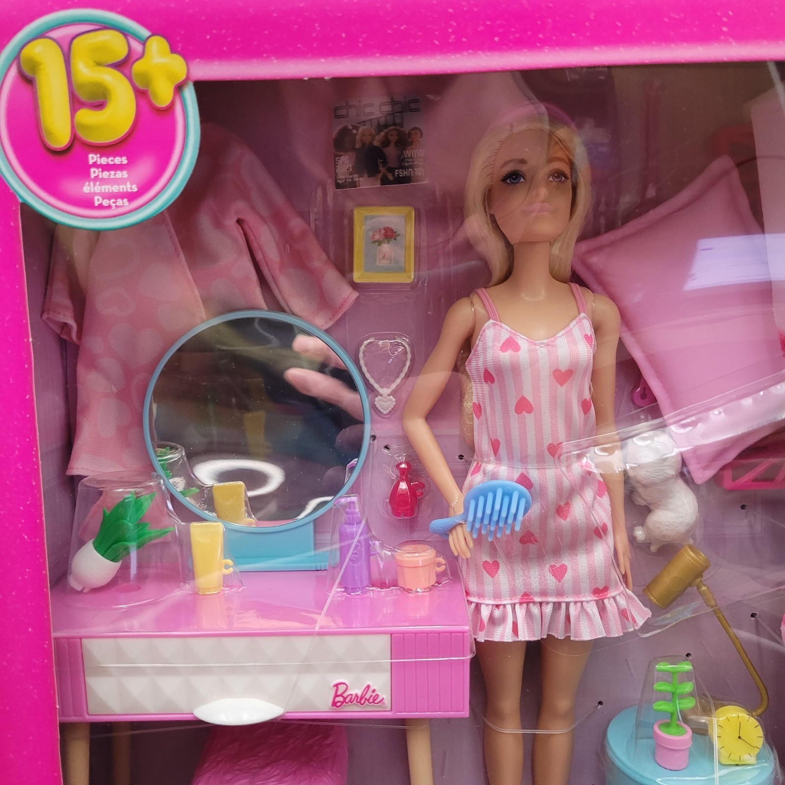 Barbie Doll and Bedroom Playset, Barbie Furniture with 15+ Storytelling Pieces Item image 3
