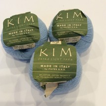 Needful Yarn Kim Light Blue 537 Lot Of 3 Extra Light Cotton Blend Filtes SAS - £9.68 GBP
