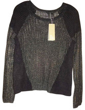 Eileen Fisher Metallic Mohair Pullover Top X Small 2 4 $298 Black Charco... - $132.76