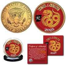 2025 Lunar New YEAR OF THE SNAKE 24K Gold Plated JFK Kennedy Half Dollar... - $12.16