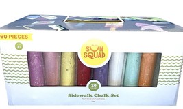 Sun Squad Sidewalk Chalk 60PC Set Multicolor 20 Colors Sealed Chalk - £6.29 GBP