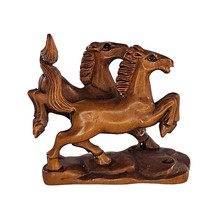 Vintage Japanese Netsuke Horses Running Boxwood Carved Figurine Signed - £27.40 GBP