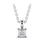 Princess Solitaire Lab Grown Four Claw Stud Diamond Pendant 14K White Gold - €691,56 EUR