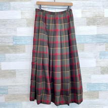 Pendleton Vintage Wool Pleated Maxi Skirt Green Red Plaid Made in USA Wo... - £54.70 GBP