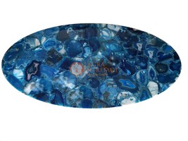 Blue Agate Lazy Susan Side Raturent Table Top Stone Home &amp; Patio Decor Gifts Her - £275.33 GBP