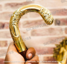 Walking Stick Handle Brass Wooden Victorian Foldable Cane Collectible Me... - $19.96+