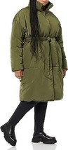 Daily Ritual Women&#39;s Size XXL Olive Green Belted Coat Long Puffer Jacket - £30.24 GBP