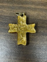ALVA Studios Gold Tone Phos Zoe Greek Cross Life Light Religious Pendant - £19.89 GBP