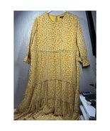 Ellos Dress Womens Peasant Long Sleeve Floral Boho Mustard Hi-Low Hem Si... - $61.72 CAD
