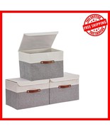 Large Rectangular Fabric Storage Baskets with Lid - Multi-Purpose &amp; Stac... - €39,90 EUR