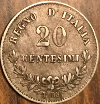 1863 ITALY SILVER 20 CENTESIMI COIN - $10.88