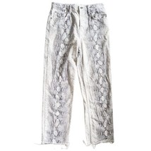 Zara Pants Womens 4 Black &amp; White Snakeskin Print Skinny High Rise Jeans Frayed - £15.45 GBP