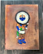 Kachina Leather Art Mounted On Wood Signed By Artist Ray Briggs Vintage Piece - £23.73 GBP