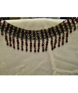 Designer 1928 Costume Black Metal and Ruby Choker Necklace &amp; Earrings - £18.71 GBP