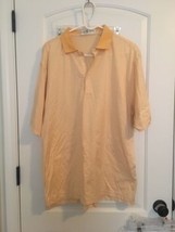 Men&#39;s Yellow &amp; White Striped Polo Shirt Golf Fairway Greene Size Large  - £34.02 GBP