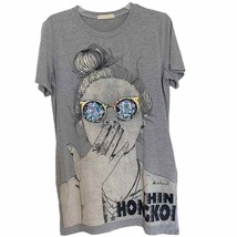 Thin Hongkoi Grey Harajuku Inspired Girl In Glitter Sunglasses T Shirt D... - $46.75