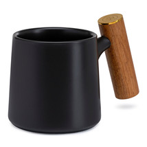 Artisan Series Ceramic Coffee Mug With Bamboo Handle (Black) - £30.68 GBP