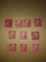 Lot #1 10 Jefferson 1954 2 Cent Cancelled Postage Stamps Red USPS Vintag... - $39.59