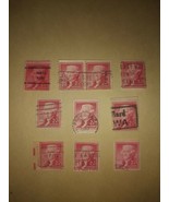 Lot #1 10 Jefferson 1954 2 Cent Cancelled Postage Stamps Red USPS Vintag... - £31.14 GBP