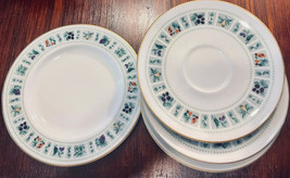 Royal Doulton Saucers &amp; Bread Plate England Tapestry translucent China (5) Fruit - £18.96 GBP