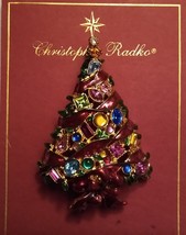 Christopher Radko© &#39;Beribbon Jeweled&#39; Christmas Tree Brooch  - £14.11 GBP