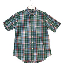 Vtg Ralph Lauren Classic Fit Men&#39;s M Green Plaid Button Down Shirt Short... - $28.00